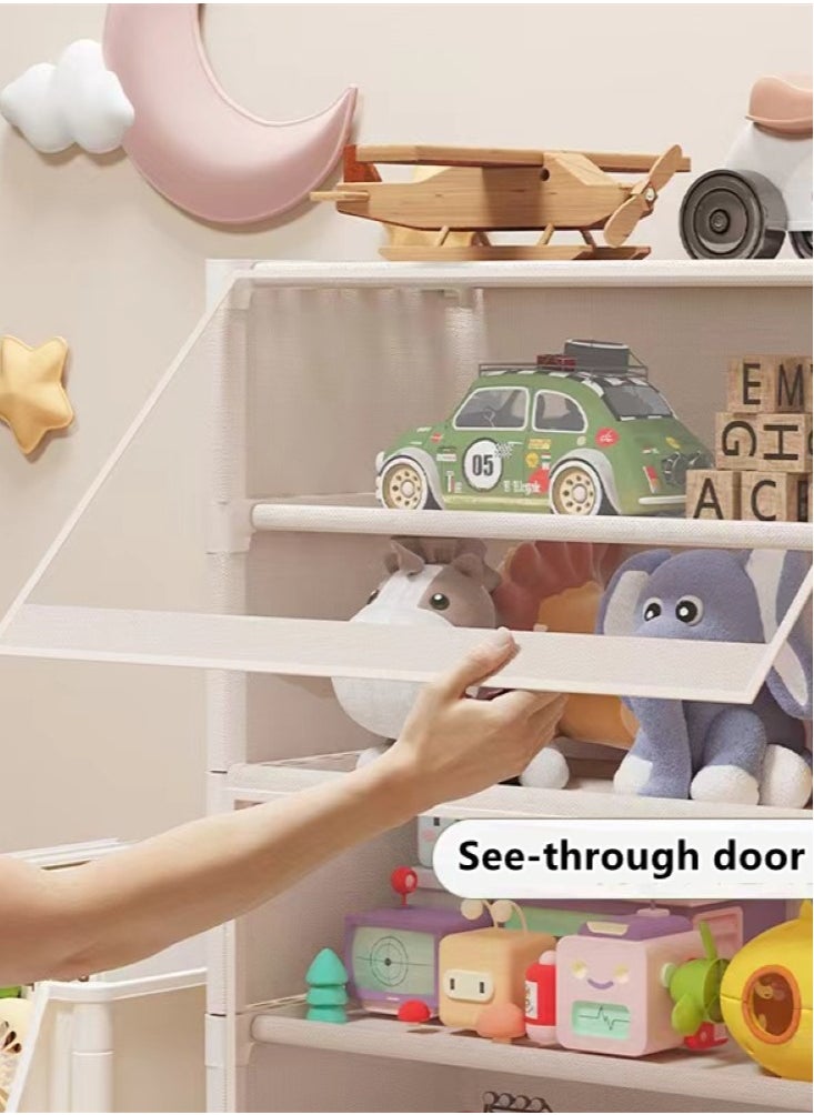 Kutis 6-Tier Large Capacity Kids Toys Organizer Storage Shelf Plastic/PET White 64x30x105 cm  - Image 3
