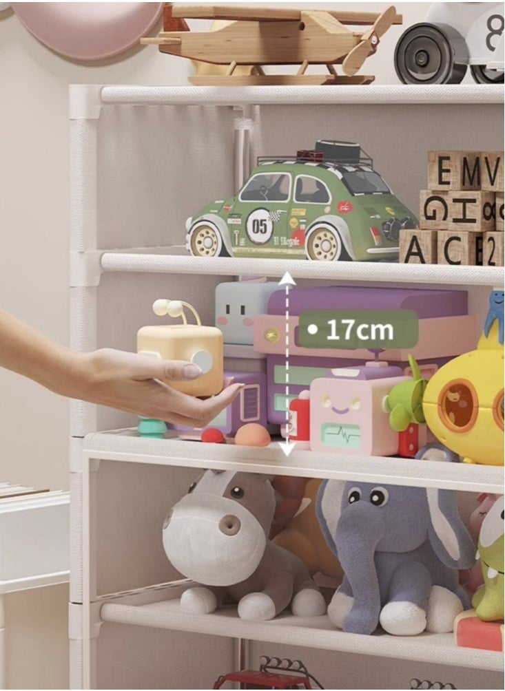 Kutis 6-Tier Large Capacity Kids Toys Organizer Storage Shelf Plastic/PET White 64x30x105 cm  - Image 5