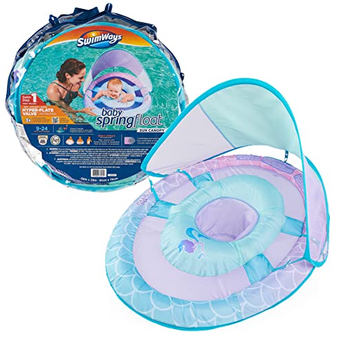 Swimways Sun Canopy Inflatable Baby Spring Float for Kids 9-24 Months, Mermaid Design - Image 1