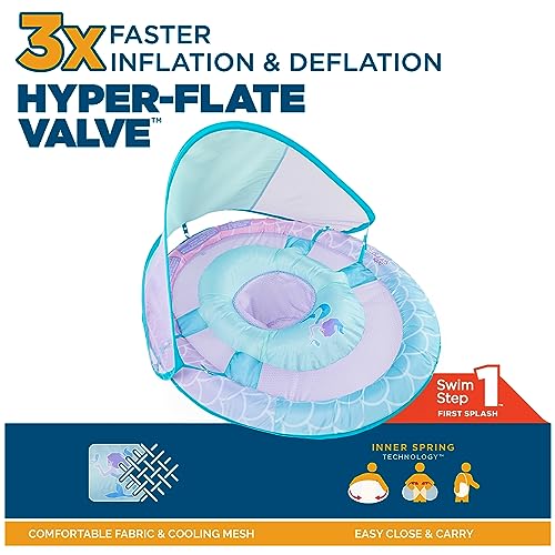 Swimways Sun Canopy Inflatable Baby Spring Float for Kids 9-24 Months, Mermaid Design - Image 2
