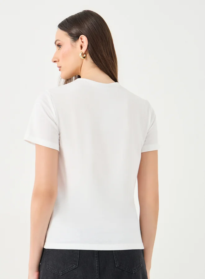 Styli Styli Women White Slogan Print T-Shirt