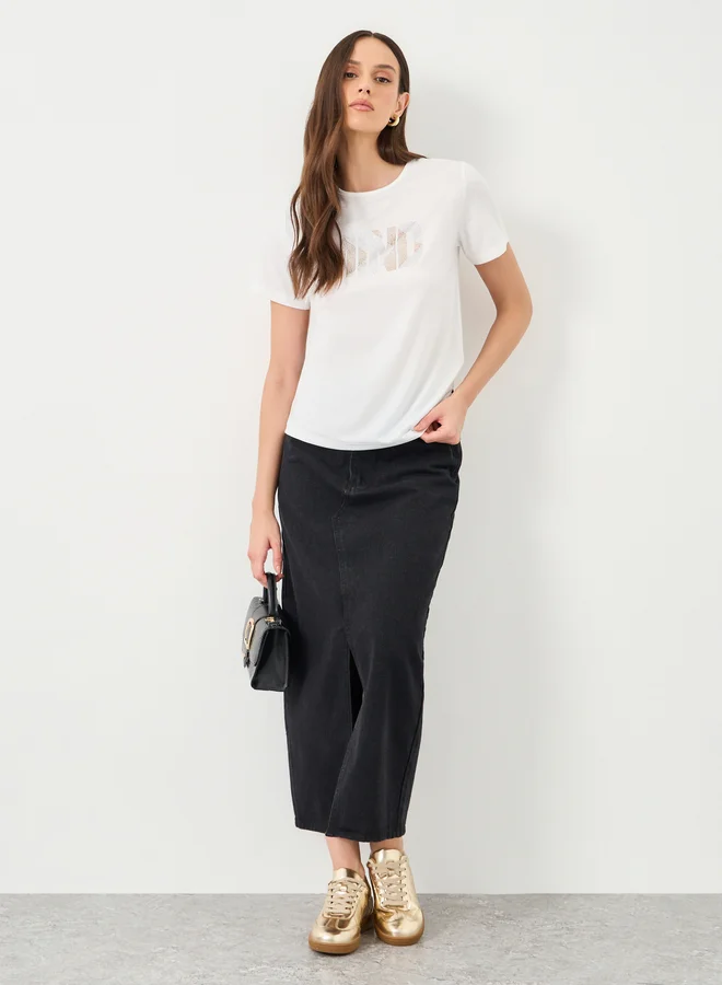 ستايلي Styli Women White Slogan Print T-Shirt