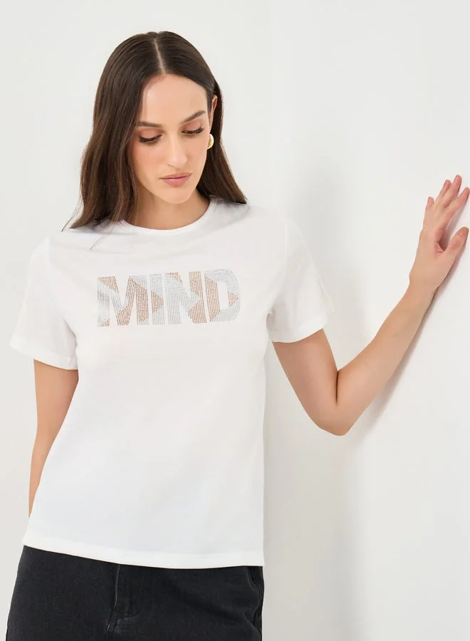 Styli Women White Slogan Print T-Shirt