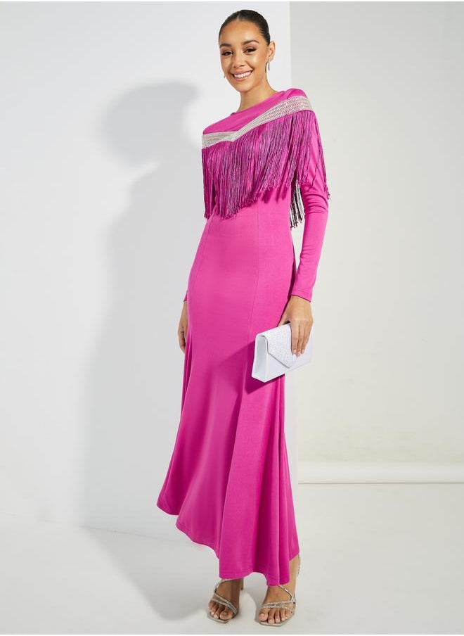 Styli Fringed Shoulder Maxi Dress  - Image 1