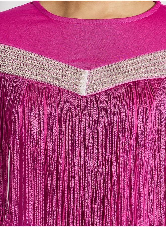 Styli Fringed Shoulder Maxi Dress  - Image 3