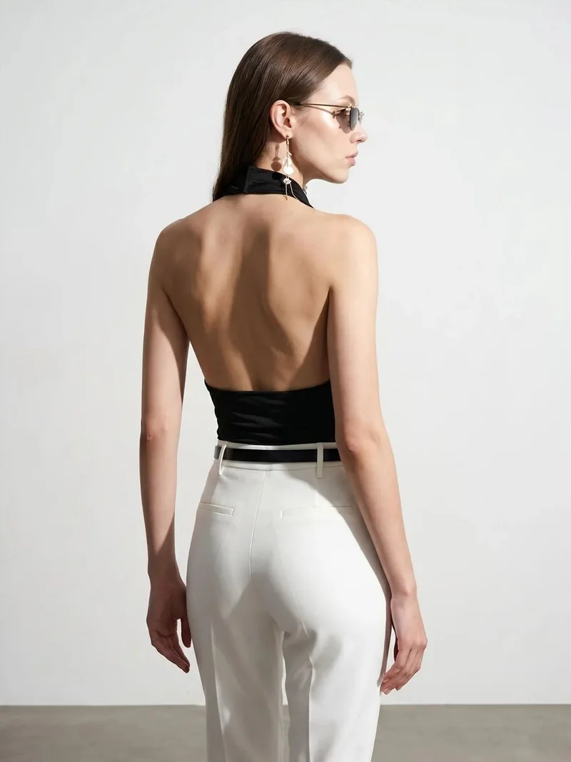 ديلفين Dilvin Fitted Sleeveless Cowl Neck Blouse