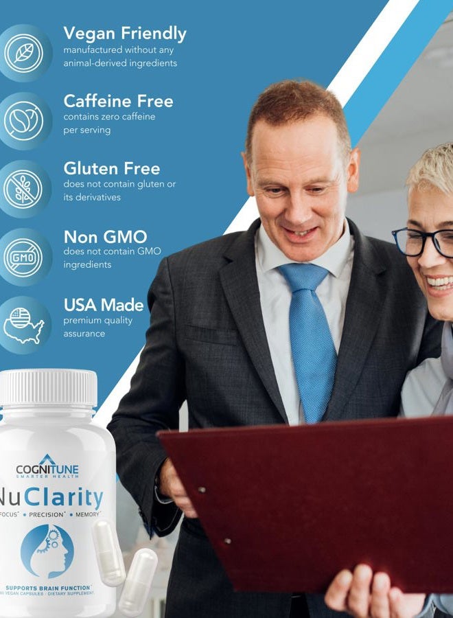 CogniTune نوكلاريتي - مكمل غذائي متميز للدماغ - تركيز، طاقة، معزز للذاكرة - وضوح ذهني ودعم إدراكي - جنكو بيلوبا، باكوبا مونييري، ألفا-GPC، فوسفاتيديل سيرين، روديولا روزيا - Image 4