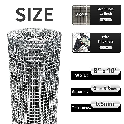 WURJHSONG Hardware Cloth 8 x 10 14 in Galvanized Wire Mesh Roll 23 GA Chicken Wire Fence Roll for Chicken Pencoop Fences Screen mesh RabbitSnake Fences Poultry enclosures Handicraft Making etc - Image 3