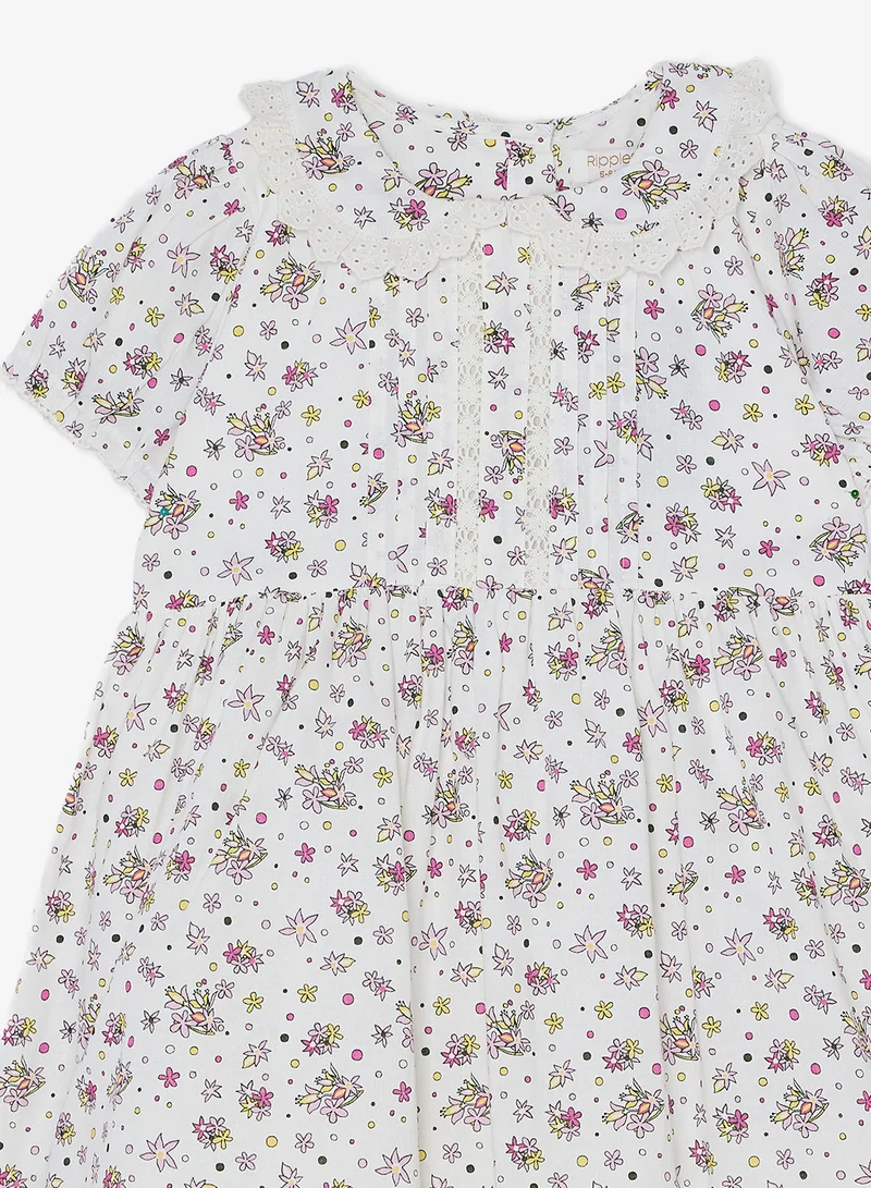 Ripples Girls Printed Cotton Dress