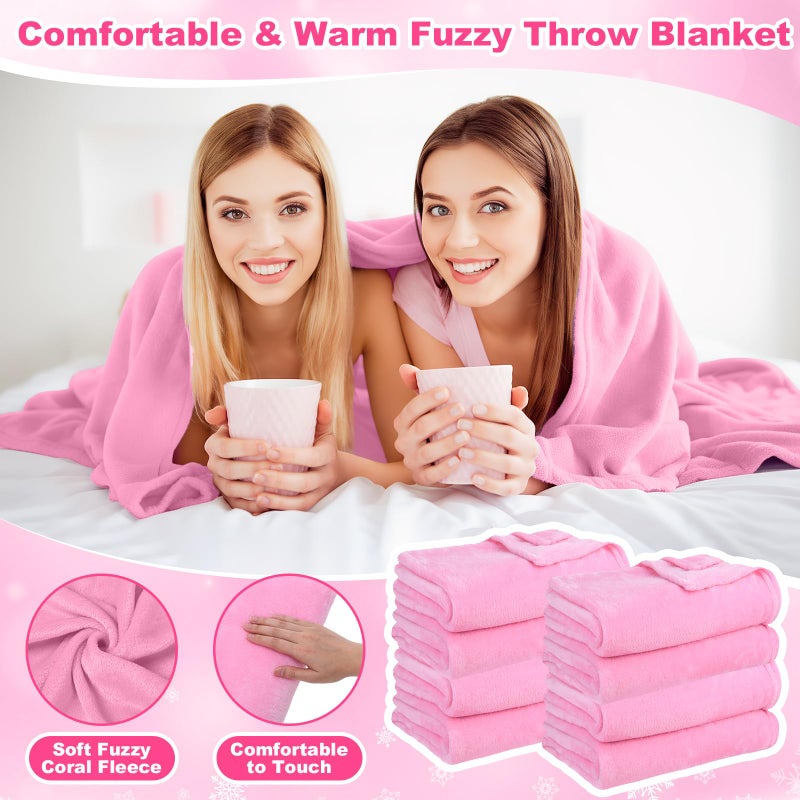 Chicingyou 36 Pcs Sleepover Party Supplies for Girls Including Warm Flannel Blanket Fuzzy Socks Ribbon and Gift Bag for Sleeping Slumber Spa Birthday Party Gift Favor(Pink) - Image 4