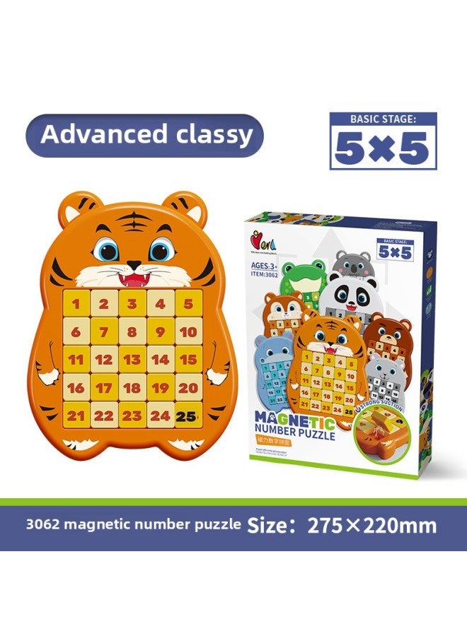 لعبة ألغاز مغناطيسية رقمية من Huarong Road Sliding Puzzle للأطفال، لعبة Sudoku، لوحة تدريب التفكير المنطقي، اللون: 3062 نمر كبير - Image 1