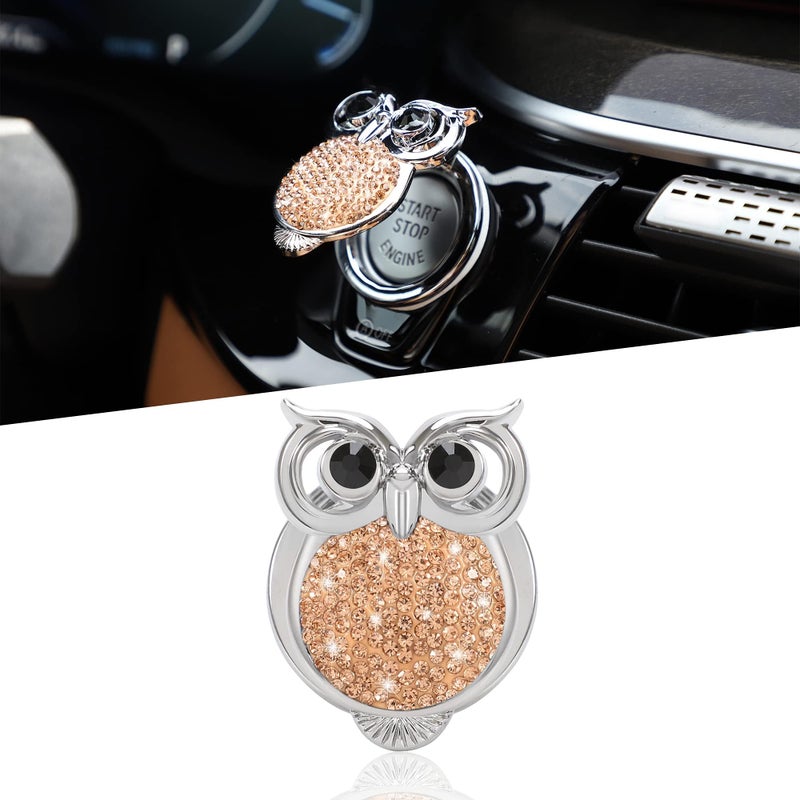 Push Start Button Cover, Bling Crystal Engine Start Stop Button Cover, Car Accessories for Owl Interior Decoration Rhinestone Sticker - Image 1