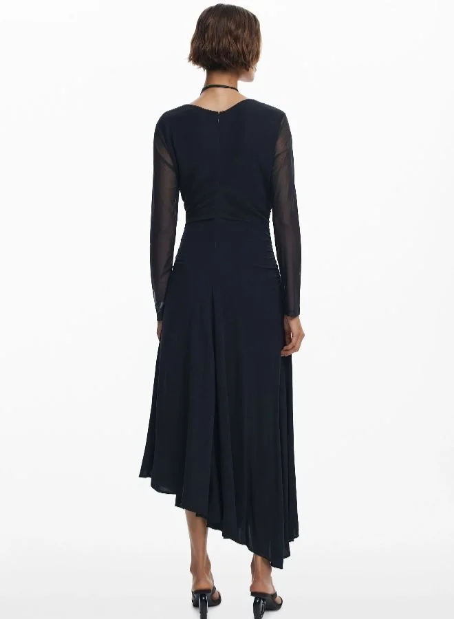 DESIGUAL black Ruched Newspaper Dress for Women | Best Price UAE