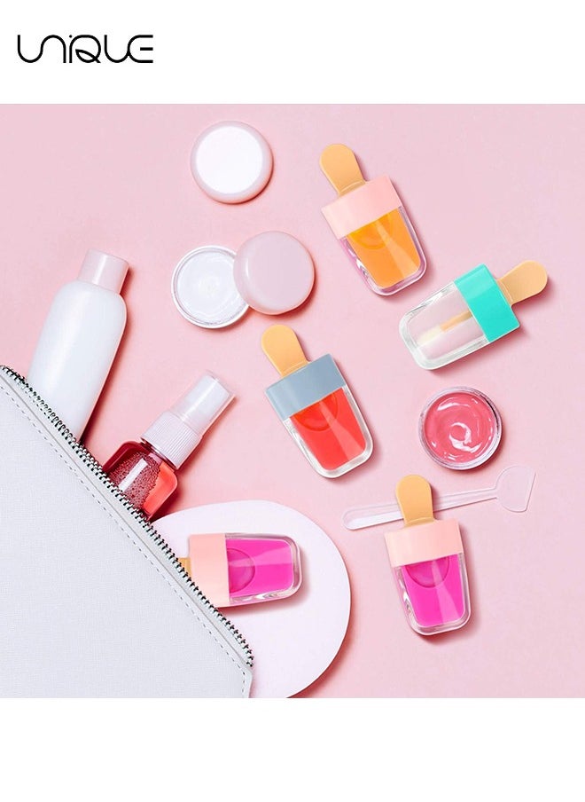 Unique - 10 Pcs Ice Cream Shaped Empty Lip Gloss Tubes，Refillable Soft Cosmetic Squeeze Tubes with Wand Empty Plastic Lipstick Bottles Lip Gloss Container, Cosmetic Supplies for Lipstick Samples DIY 8ml - Image 1