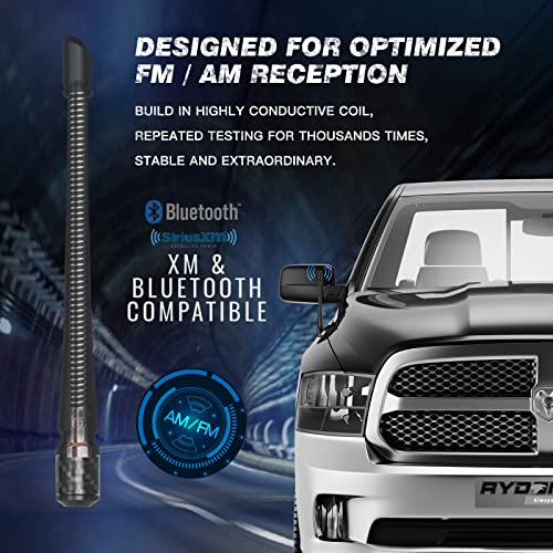 RYDONAIR Short Antenna Compatible with Dodge Ram 1500 2500 3500 1990-2025 & Ford F250 F350 1990-2025, Internal Copper Coil for Enhanced Reception, Car Wash Proof, 7 inches Rubber Antenna Replacement - Image 2