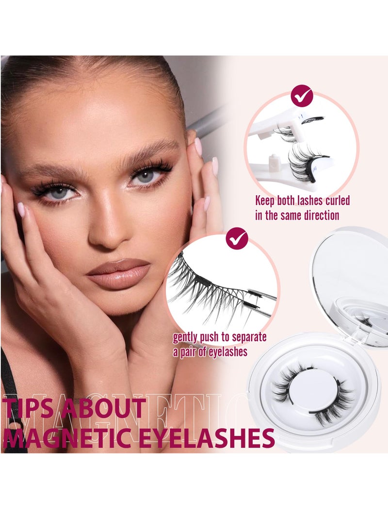 Excefore - Natural Magnetic Eyelashes - Reusable Magnetic Lashes Kit with Applicator for a Wispy False Eyelashes Look, No Glue or Liner Needed (1 Pair) - Image 1