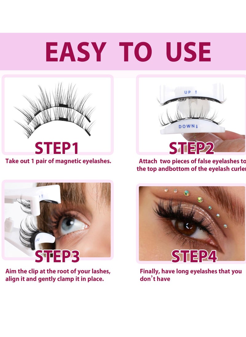 Excefore - Natural Magnetic Eyelashes - Reusable Magnetic Lashes Kit with Applicator for a Wispy False Eyelashes Look, No Glue or Liner Needed (1 Pair) - Image 1