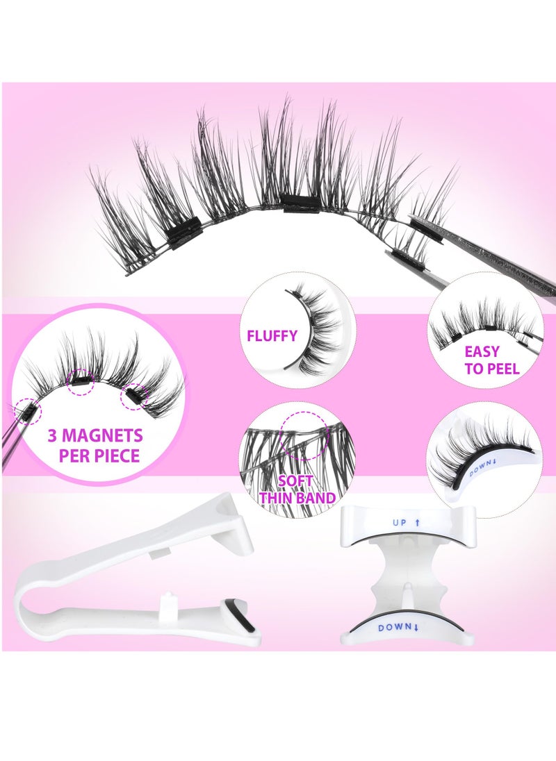 Excefore - Natural Magnetic Eyelashes - Reusable Magnetic Lashes Kit with Applicator for a Wispy False Eyelashes Look, No Glue or Liner Needed (1 Pair) - Image 1