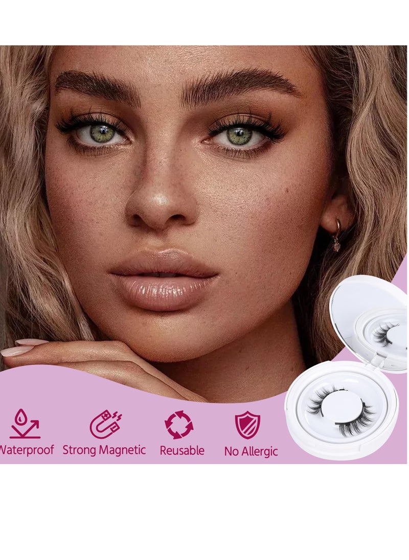 Excefore - Natural Magnetic Eyelashes - Reusable Magnetic Lashes Kit with Applicator for a Wispy False Eyelashes Look, No Glue or Liner Needed (1 Pair) - Image 1
