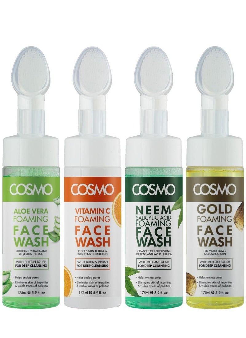 COSMO Cosmo Skin Care Gold Foaming Face Wash For Deep Cleansing Built-in Brush 175ml, For Men & Women, Deep Clean, Facewash, All Skin Types  - Image 3