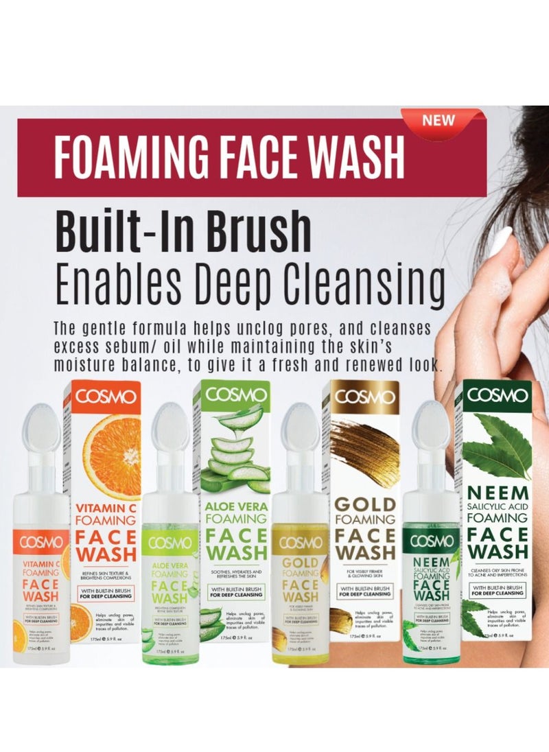 COSMO Cosmo Skin Care Gold Foaming Face Wash For Deep Cleansing Built-in Brush 175ml, For Men & Women, Deep Clean, Facewash, All Skin Types  - Image 4