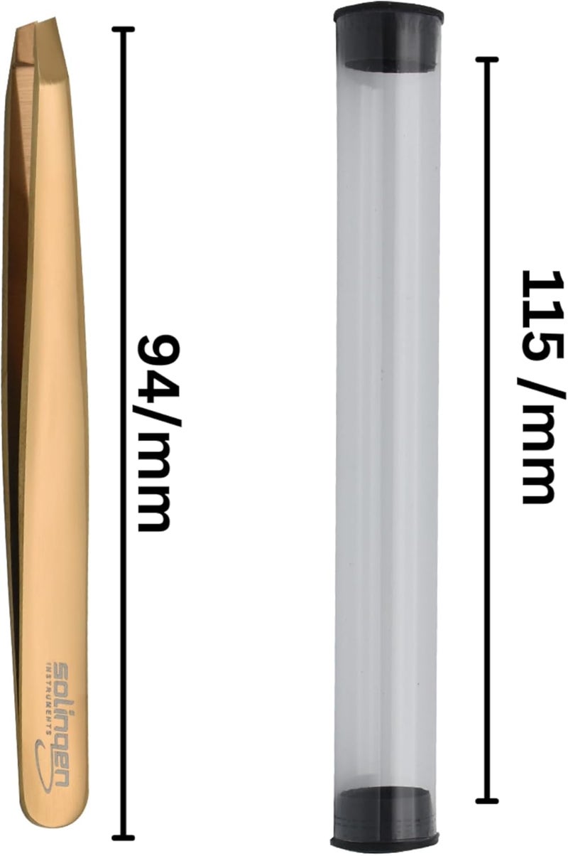 Professional Stainless Steel Eyebrow Tweezers â€“ Precision Slant Tip Hair Removal Tool for Women & Men, Glossy Finish, Facial Hair & Ingrown Hair Plucker, Salon-Quality Grooming (Gold) - Image 2