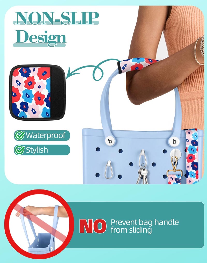 Toykee Bag Strap Crossbody for Bogg Bag Accessories - Charms Shoulder Strap Neoprene Luggage Handle Wrap for Suitcase & 2 Key Holders Blossom - Image 3