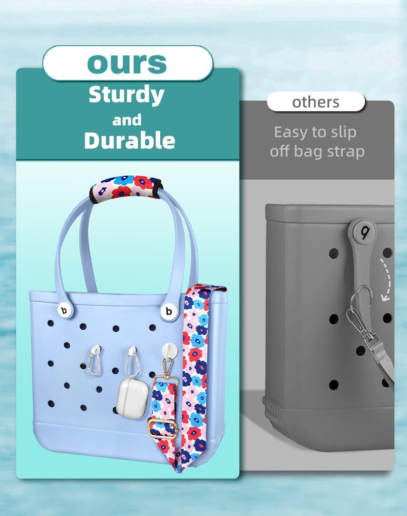 Toykee Bag Strap Crossbody for Bogg Bag Accessories - Charms Shoulder Strap Neoprene Luggage Handle Wrap for Suitcase & 2 Key Holders Blossom - Image 4