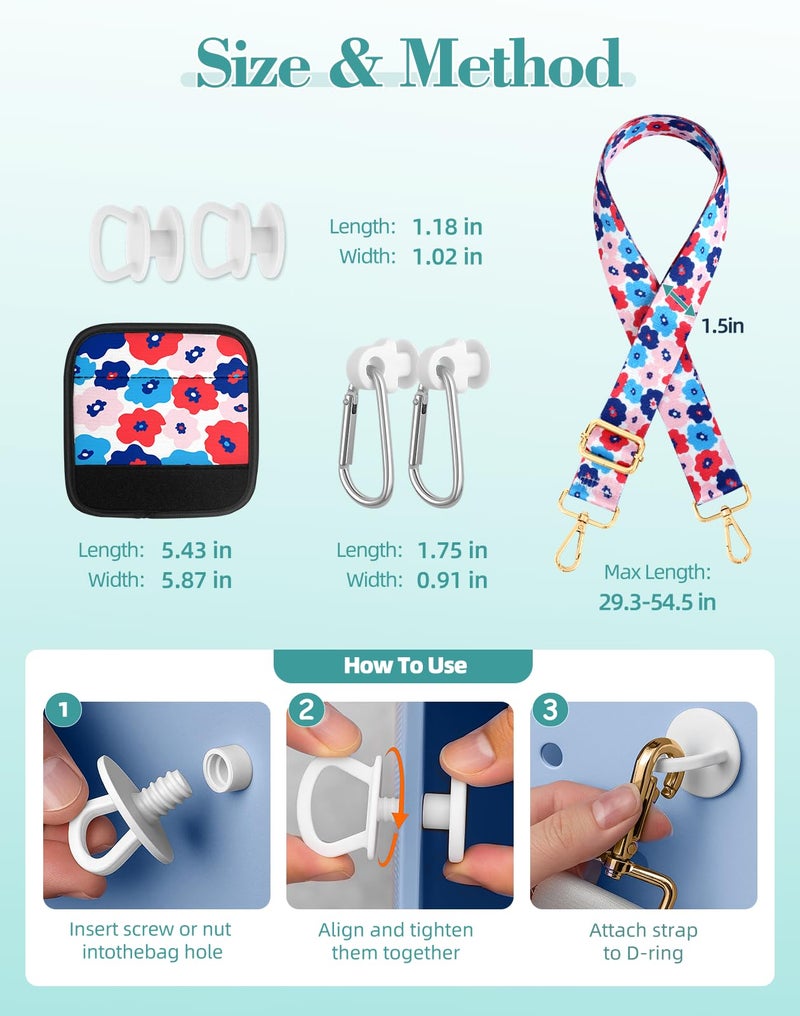 Toykee Bag Strap Crossbody for Bogg Bag Accessories - Charms Shoulder Strap Neoprene Luggage Handle Wrap for Suitcase & 2 Key Holders Blossom - Image 5