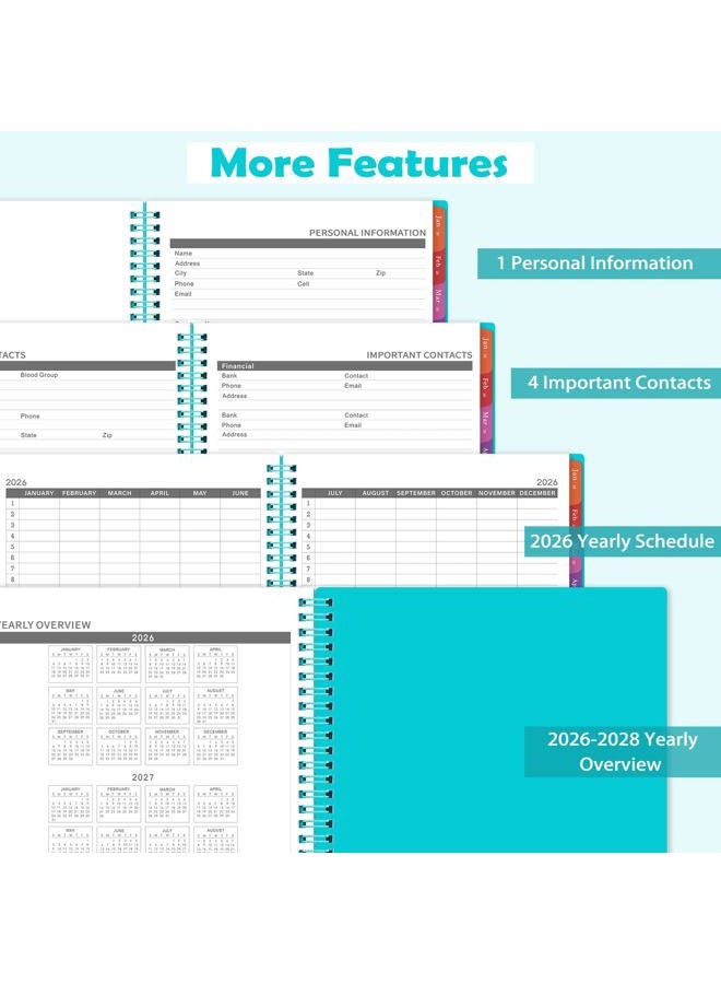 Tersus 2026 Monthly Planner - January 2026 - December 2026, 12 Months Planner Calendar 2026, 9" x 11", Colorful Monthly Tabs, Suitable for School & Work - Image 5