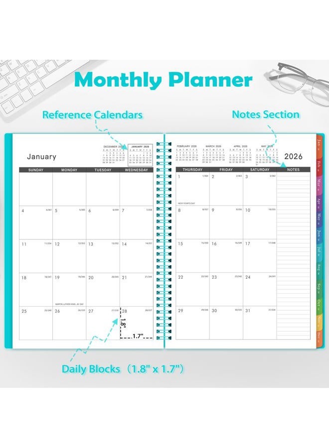 Tersus 2026 Monthly Planner - January 2026 - December 2026, 12 Months Planner Calendar 2026, 9" x 11", Colorful Monthly Tabs, Suitable for School & Work - Image 3