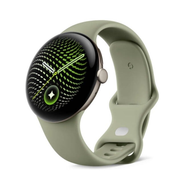 Google Pixel Watch 5 Smartwatch 45mm – Actua 360 Domed Display, Snapdragon W5 Gen 2, Advanced Health Sensors, Bluetooth 6.0 & Wi-Fi, Satin Pyrite Aluminum Case with Olive Active Band Olive - Image 1