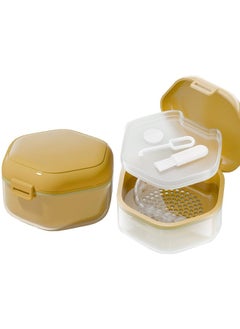 Generic Denture Bath Box Cup with Strainer Basket Denture Holder Storage Soak Container for Travel Cleaning Retainer Cleaner Case Mouth Guard Case  - Image 1