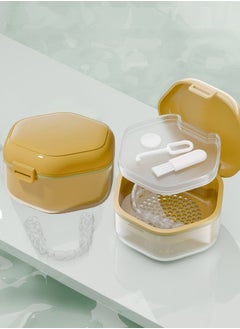 Generic Denture Bath Box Cup with Strainer Basket Denture Holder Storage Soak Container for Travel Cleaning Retainer Cleaner Case Mouth Guard Case  - Image 4