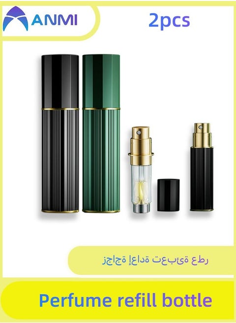 2 PCS Travel Perfume refill bottle 5ML, Bottom Refill (Black+Green)