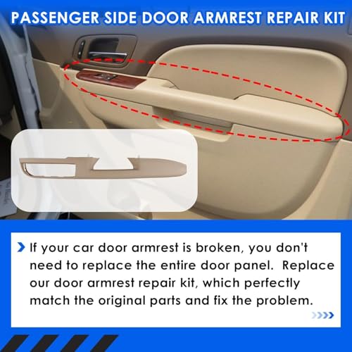HLUCHY 80994 Tan Front Left Driver Side Armrest Repair Kit Replacement for Chevrolet Chevy Silverado Suburban Tahoe Avalanche 2010-2014, for GMC Sierra Yukon 2010-2014 - Image 4