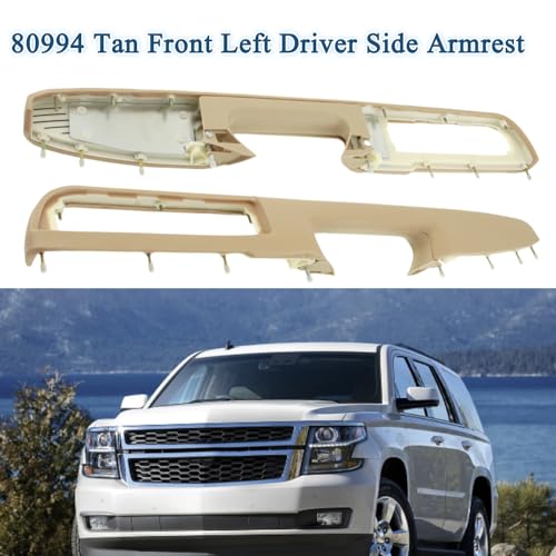 HLUCHY 80994 Tan Front Left Driver Side Armrest Repair Kit Replacement for Chevrolet Chevy Silverado Suburban Tahoe Avalanche 2010-2014, for GMC Sierra Yukon 2010-2014 - Image 2