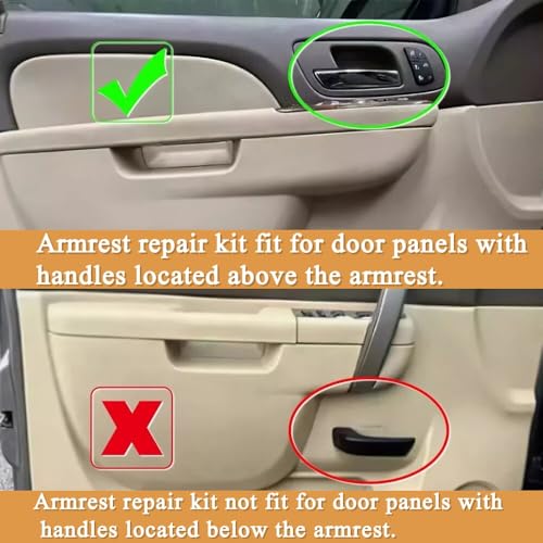 HLUCHY 80994 Tan Front Left Driver Side Armrest Repair Kit Replacement for Chevrolet Chevy Silverado Suburban Tahoe Avalanche 2010-2014, for GMC Sierra Yukon 2010-2014 - Image 3