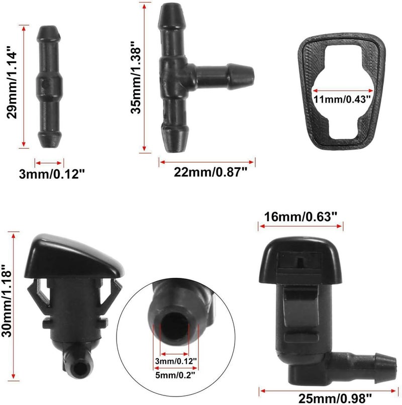 Ensun 8E5Z17603A Windshield Washer Nozzle Kit with Hose and Connectors for 2008-2012 Fusion, Lincoln MKZ, and Mercury Milan - Image 5