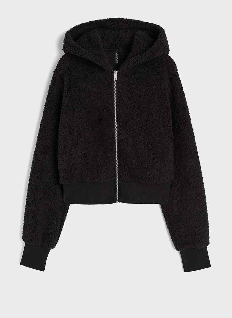 H&M Zip Fur Detail Hoodie