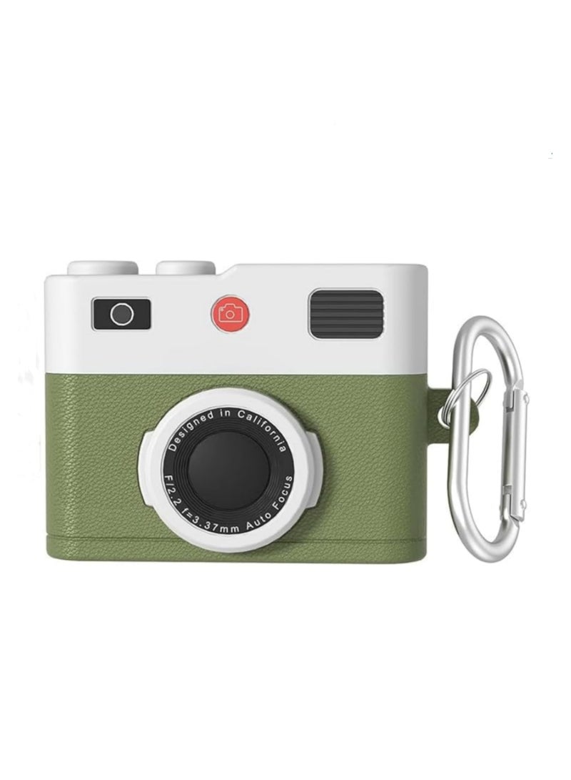 1 قطعة غطاء سيليكون ناعم جديد بتصميم كاميرا رجعي لـ Apple AirPods 4 - واقي سماعات لـ AirPods الجيل الرابع مضاد للصدمات وأنيق باللون الأخضر - Image 1