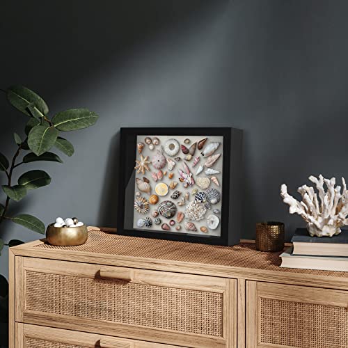 Americanflat 11x11 Shadow Box Frame in Black with Soft Linen Back - Composite Wood with Polished Glass for Wall and Tabletop - Image 5