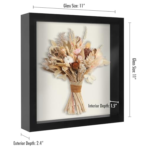 Americanflat 11x11 Shadow Box Frame in Black with Soft Linen Back - Composite Wood with Polished Glass for Wall and Tabletop - Image 2