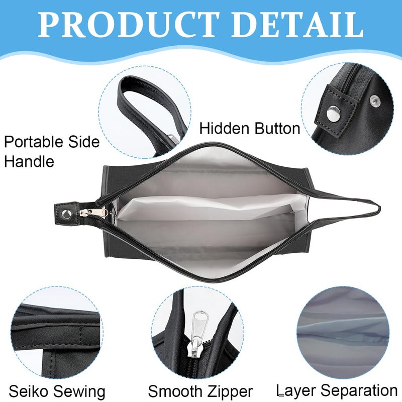 May Create ® PU Leather Travel Case and Organizer Bag Combo for Dyson Airwrap Styler and Attachments, Waterproof, Shockproof, Dustproof Storage, Portable with Hanging Hook, Black, Gift Set - Image 4