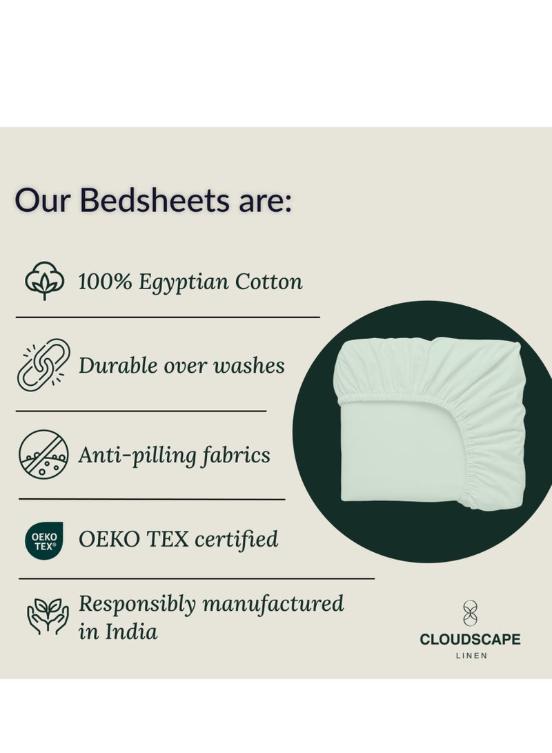 كلاود سكيب لينين Cloud Scape Linen 600 Thread Count Egyptian Cotton Fitted Sheet ( Queen, Mineral) - Image 4