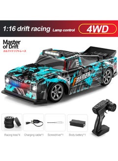 Harvestoy Harvestoy 1:16 RC Drift Car, 25KM/H 4WD High Speed Remote Control Cars for Kids, with LED Lights, Two Batteries, Extra Tires, Drift RC Cars for Adults  - Image 1