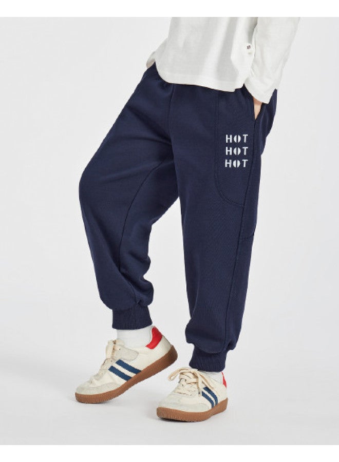 Pants, Spring And Autumn Children's Campus Running Tapered Knit Pants, Mid-to-large Kids Curved Panel Sports Joggers Trendy - Image 1