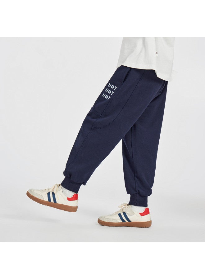 Pants, Spring And Autumn Children's Campus Running Tapered Knit Pants, Mid-to-large Kids Curved Panel Sports Joggers Trendy - Image 3
