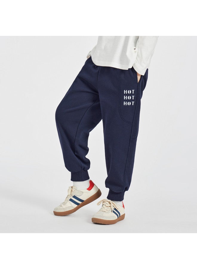 Pants, Spring And Autumn Children's Campus Running Tapered Knit Pants, Mid-to-large Kids Curved Panel Sports Joggers Trendy - Image 2