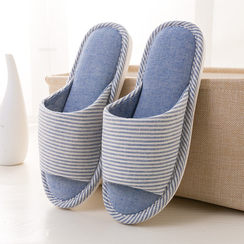 Unisex Indoor Slippers Non-Slip Cotton Linen shallow orchid
